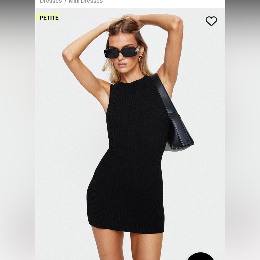 Princess Polly black ribbed bodycon dress size XS/S